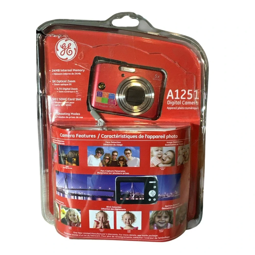 GE A1251 Digital Camera Red 12.2MP 5x Optical Zoom‎ 2.5